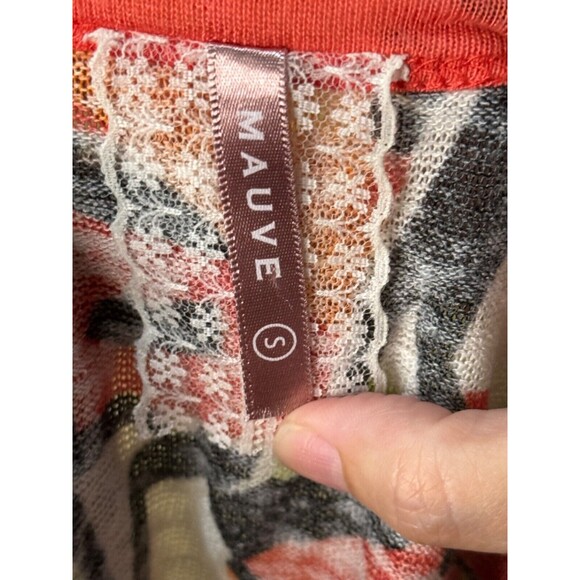 Anthropology Mauve Crop Beaded Pocket Shirt Sweater Abstract Boho Small - Picture 6 of 6